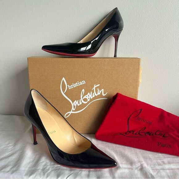 CHRISTIAN LOUBOUTIN Black Patent So Kate Pigalle Pointe Irizia 85mm Heels 36.5 - Picture 2 of 12